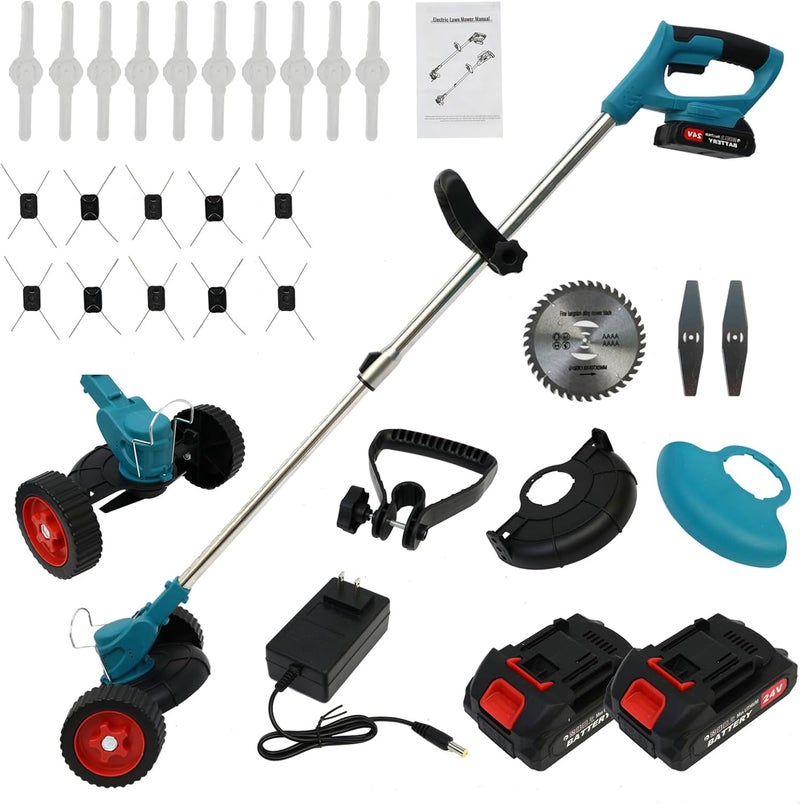 ALSO GO Grass Trimmer, 6" 3-in-1 Cordless Weed Trimmer, 21V Portable Electric Brush Cutter, with Two 2600mAh Batteries and Charger for Garden and Yard Weed Control - Image 1